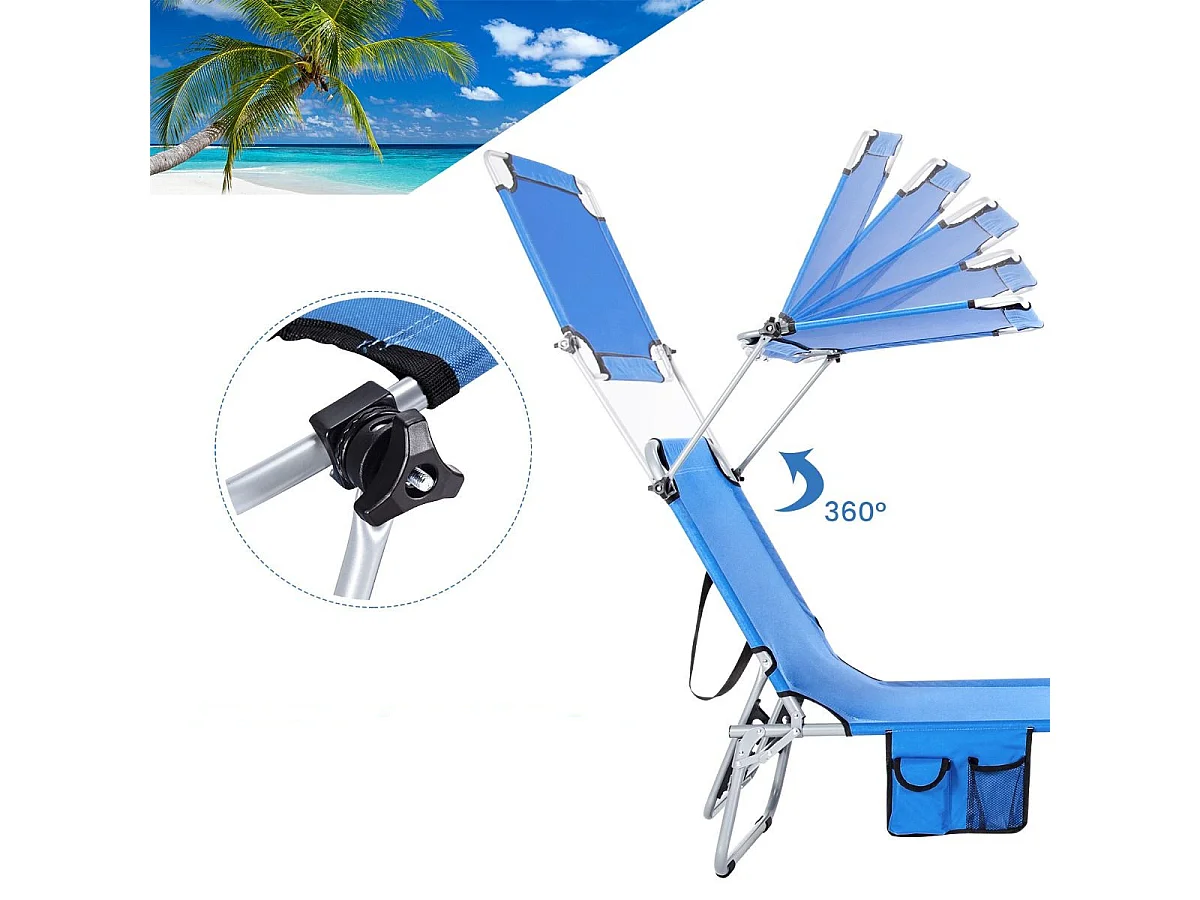 Liegestuhl Klappbare Strandliege für Draußen Blau