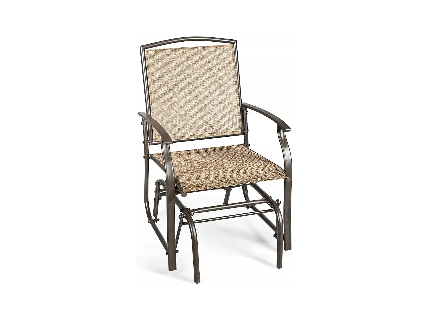 Fauteuil à Bascule Chaise à Bascule pour Jardin en Textilène Cadre en Acier Charge Max.150KG