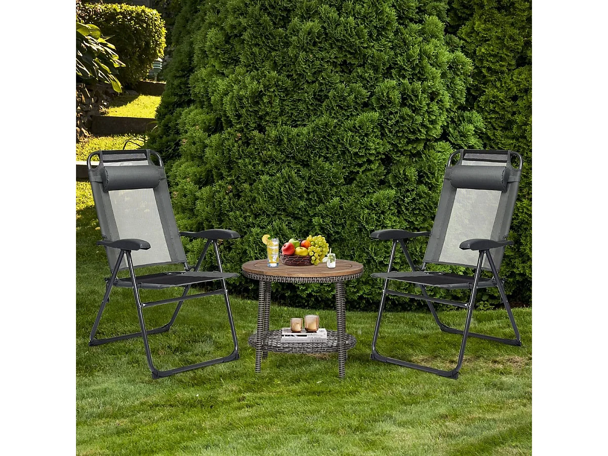 2 Klappbare Liegestühle für die Terrasse 71 x 58,5 x 101,5 cm Grau