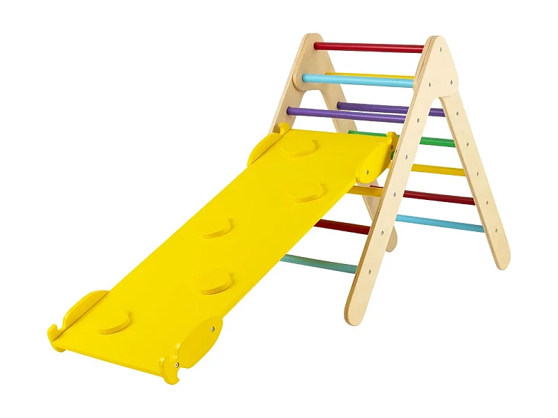 Arrampicata giocattolo a triangolo per bambini 3-in-1, Arrampicatore con rampa di scivolo a 2 lati Colorato