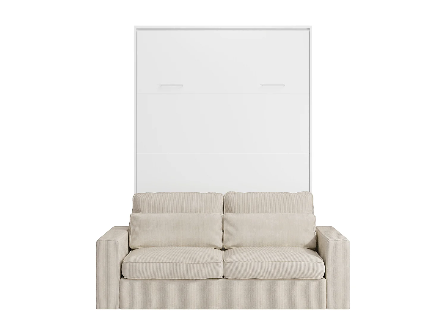 Svevesofa, uttrekkbar seng 140 x 200 x 200 Svepe- Manuell vertikal hev opp den vertikalt manuelt - Hvit + Sofa - BEGANIO