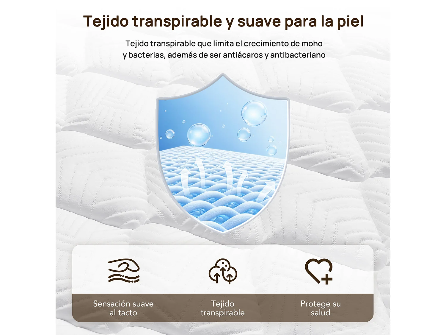 Colchón de muelles ensacados 120 x 200 cm, 7 zonas de confort, firmeza media H3, espuma confortable de 25 cm de grosor - HOMAVO, certificado OEKO-TEX