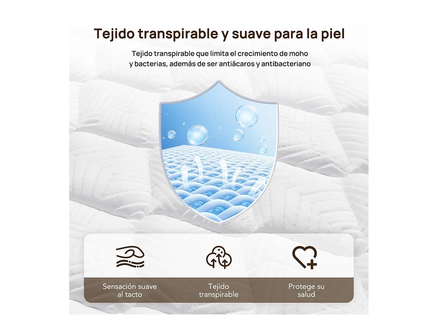 Colchón de muelles ensacados 90 x 200 cm, 7 zonas de confort, firmeza media H3, espuma confortable de 25 cm de grosor - HOMAVO, certificado OEKO-TEX