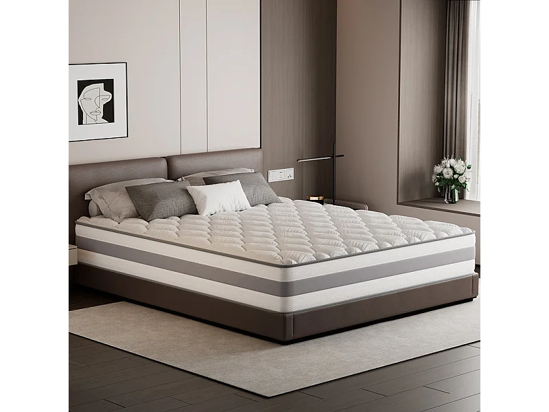 Colchón de muelles ensacados 90 x 190 cm, 7 zonas de confort, firmeza media H3, espuma confortable de 25 cm de grosor - HOMAVO, certificado OEKO-TEX