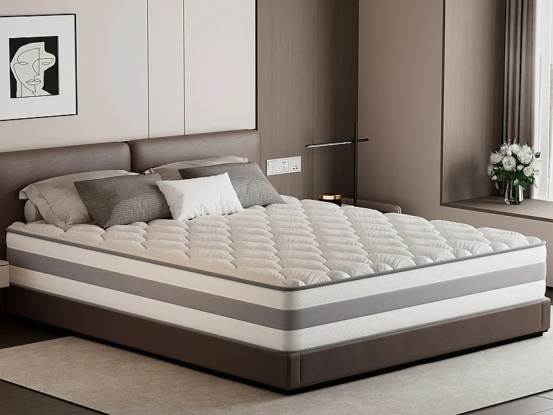 Colchón de muelles ensacados 100 x 200 cm, 7 zonas de confort, firmeza media H3, espuma confortable de 25 cm de grosor - HOMAVO, certificado OEKO-TEX