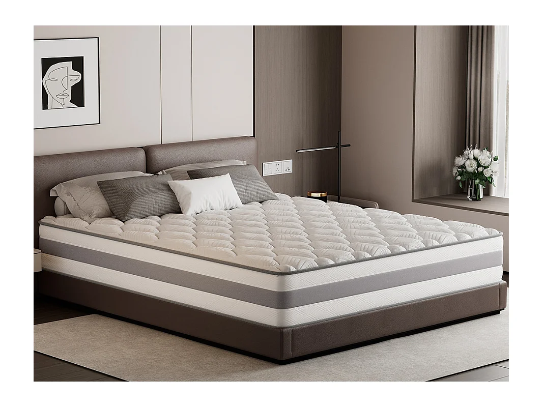 Matelas 80 x 200 cm ressorts ensachés 7 zones, soutien ferme H3, mousse confort ép. 25 cm - HOMAVO