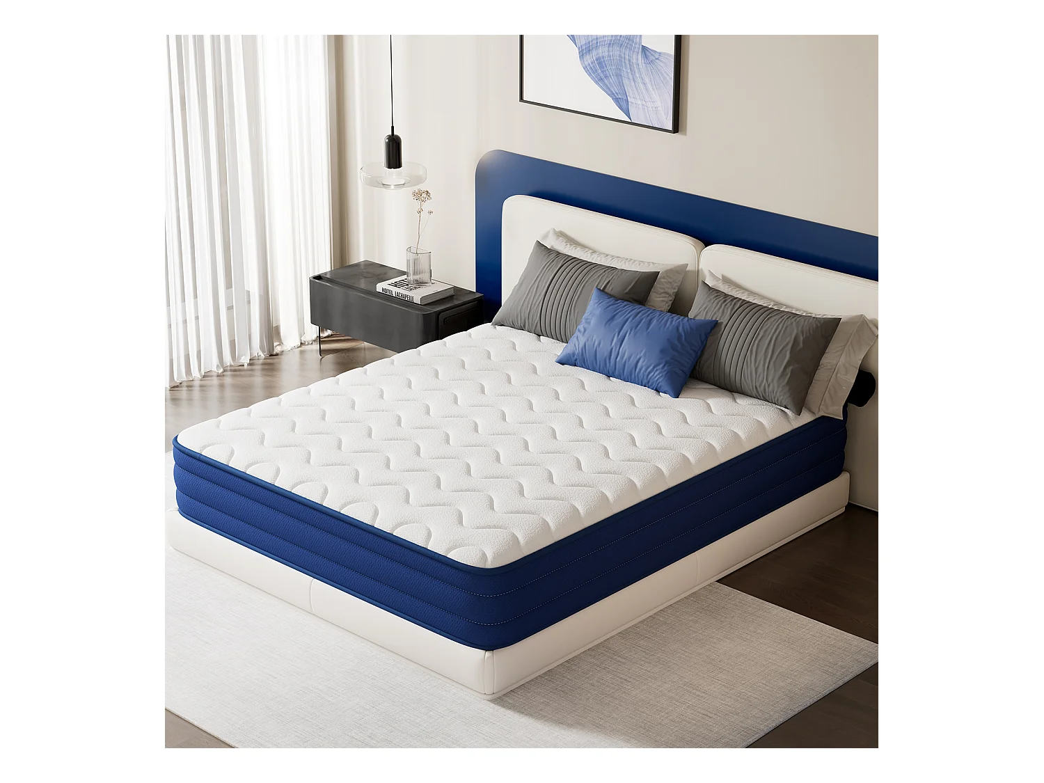 Matelas grand confort 90x200 cm – épaisseur 22 cm – 7 zones de confort – soutien équilibré