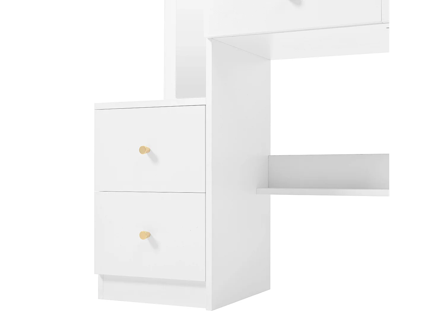 Ensemble de coiffeuse avec miroir LED, miroir long et tabouret, 4 tiroirs et 2 étagères, blanc 164x39x109 cm