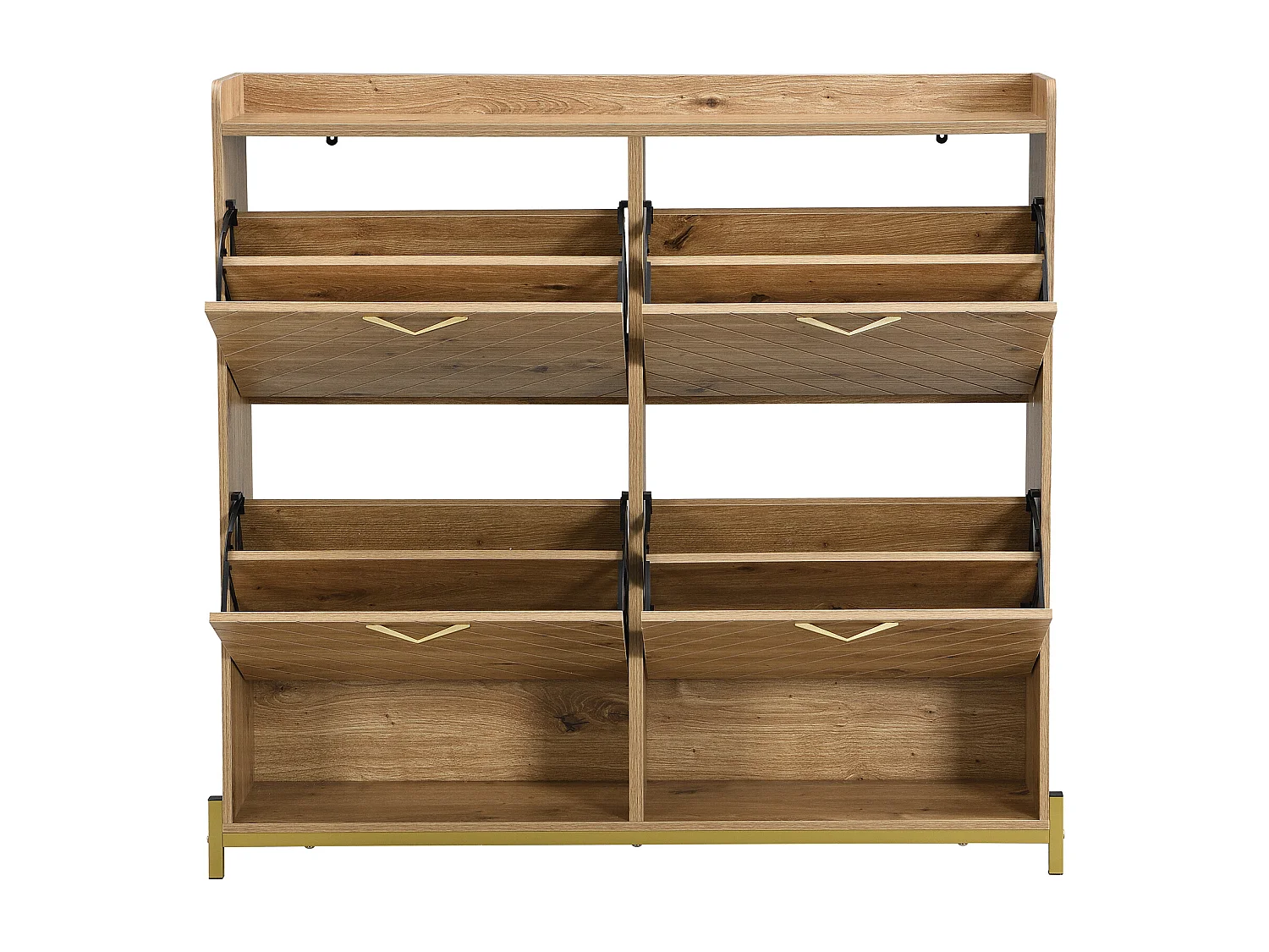 Meuble à chaussures en bois avec 4 tiroirs rabattables, meuble en bois, 108,5x24x100 cm