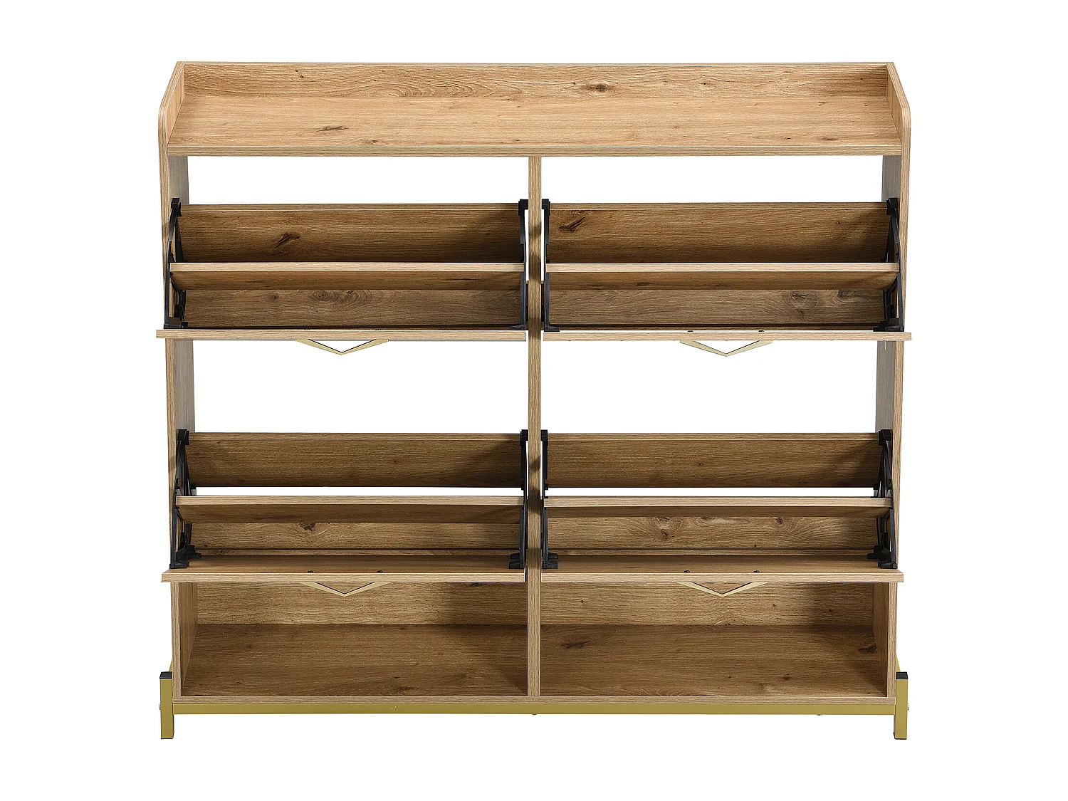 Meuble à chaussures en bois avec 4 tiroirs rabattables, meuble en bois, 108,5x24x100 cm