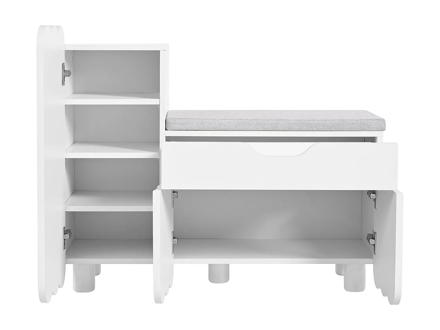 Sapateira branca 90x35x74,5 cm com 3 portas e 1 gaveta, sapateira embutida, estilo simples