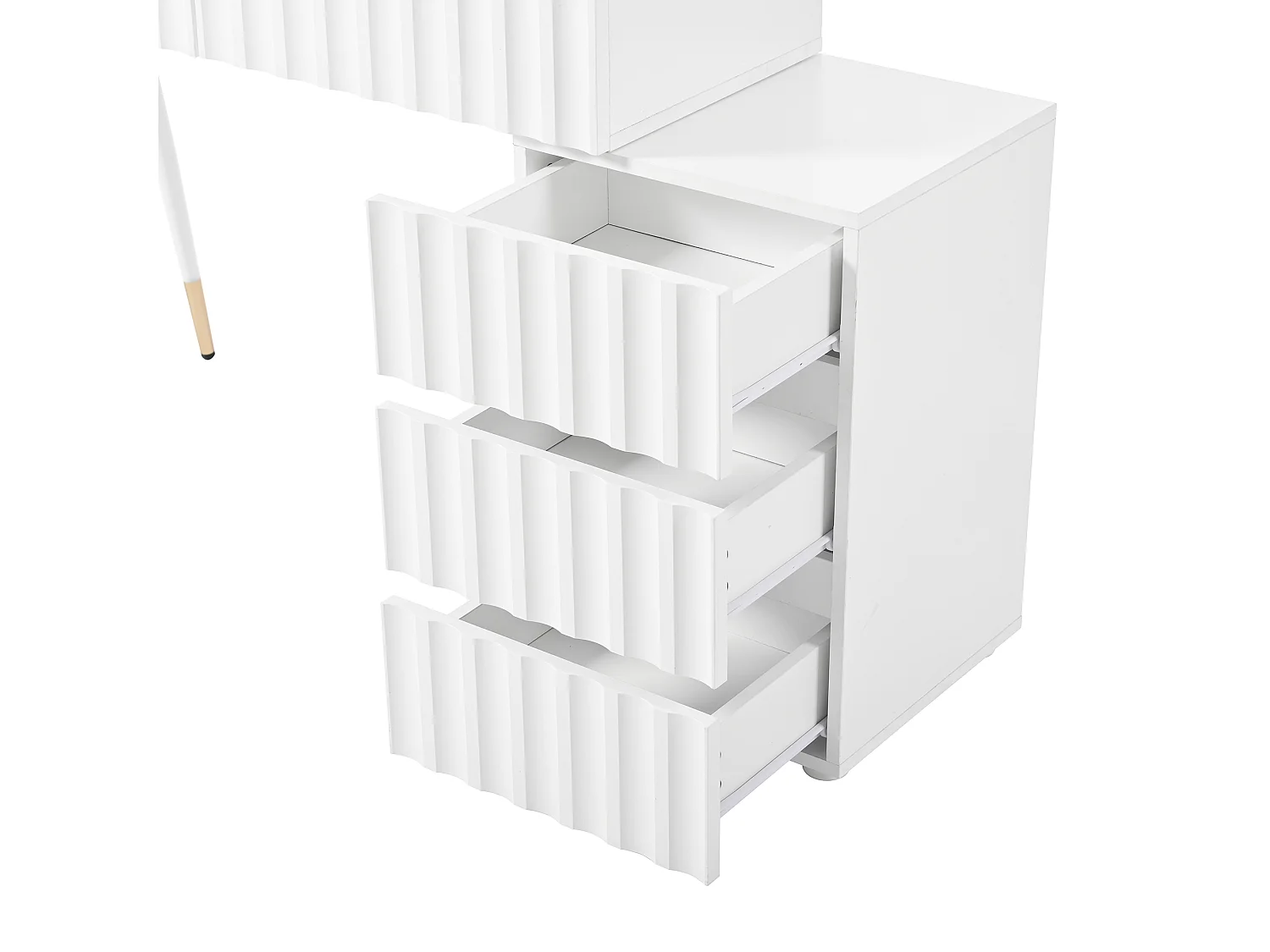 Coiffeuse moderne avec miroir LED avec 3 tiroirs - 100 x 40 x 127 cm - blanc