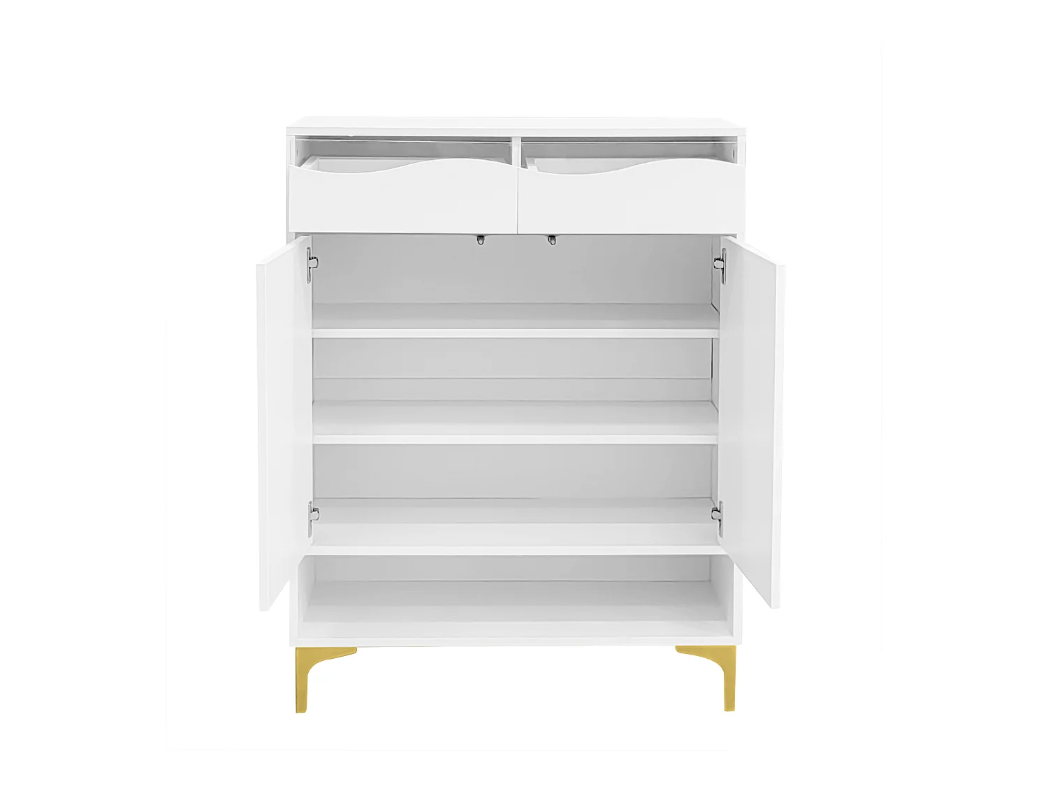 Zapatero moderno con 2 cajones y 2 puertas 80×35×105 cm Gran espacio de almacenaje con luces LED Blanco