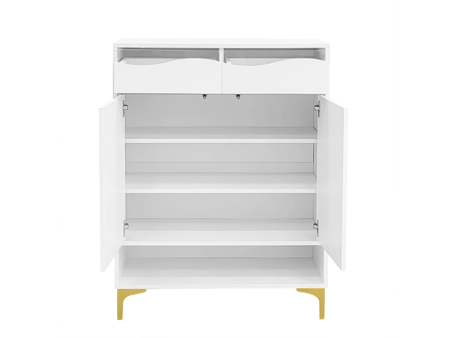 Meuble à chaussures Blanc lumières LED avec 2 tiroirs et 2 portes 80×35×105 cm Grand espace de rangement