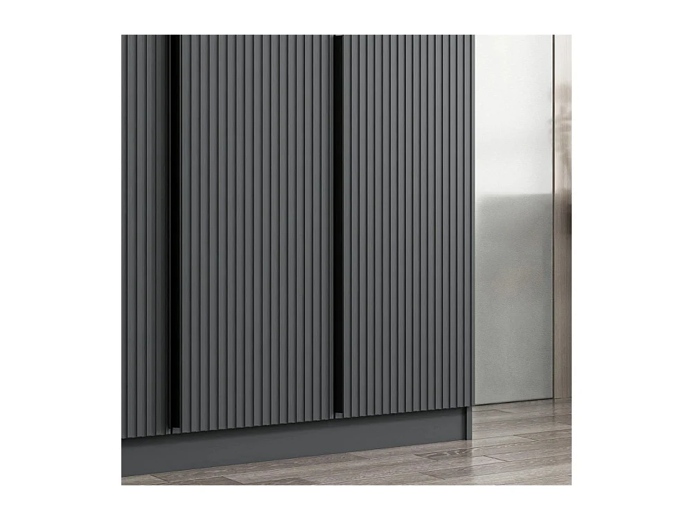 Armadio Kale 3 ante battenti effetto cannettato antracite 135x52x210H – Eleganza e capienza