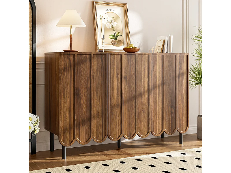 Meuble de salle à manger noyer, buffet 3 portes, multifonctionnel, 120x35x80 cm, noyer