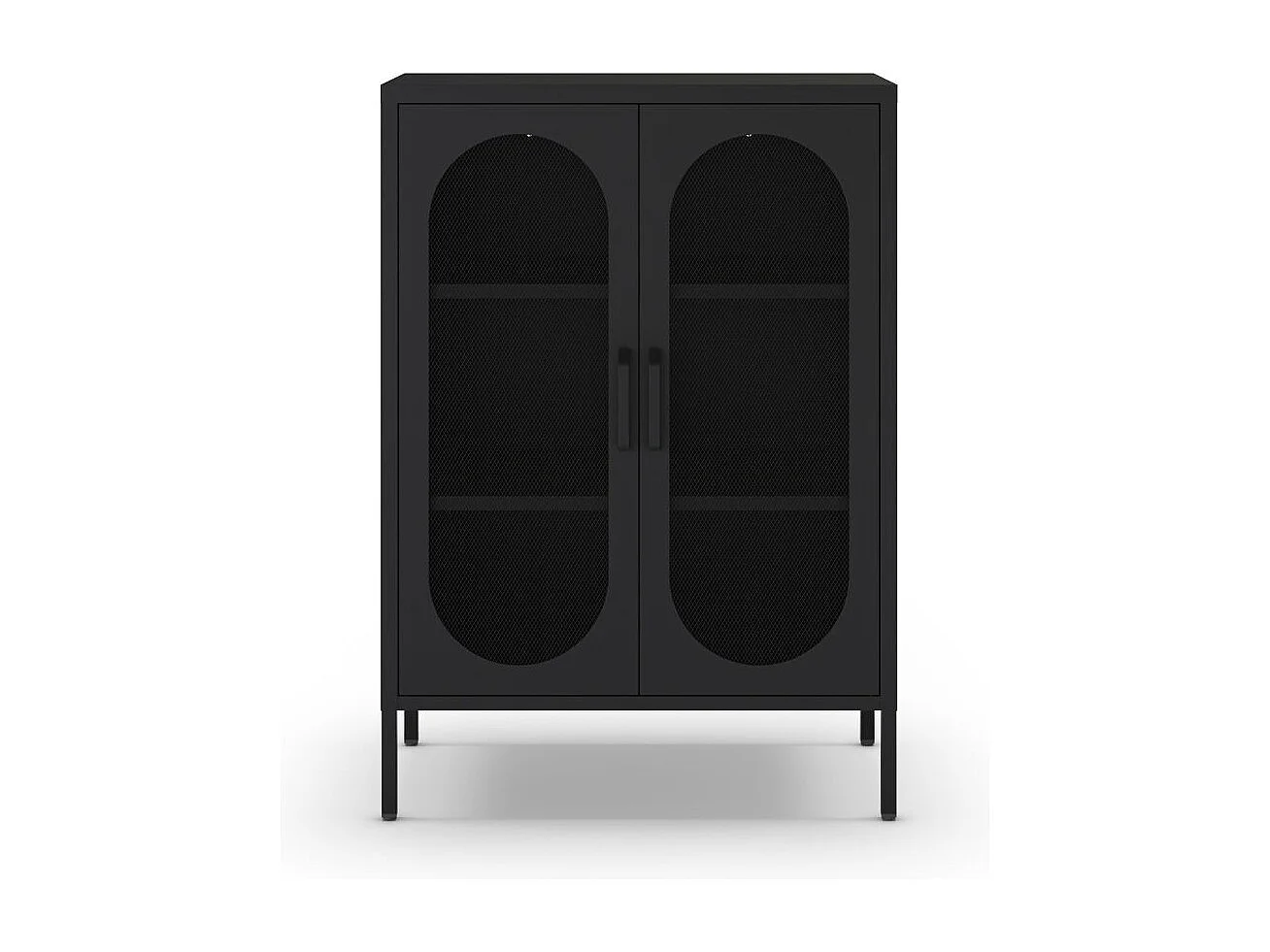 Mobile in metallo Diora nero con ante reticolate 70x40x100H – Design industriale, anima versatile