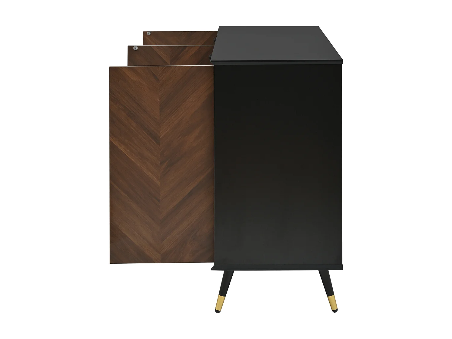 Aparador moderno 140x 38x 90 com 4 portas, pés em metal com prateleiras ajustáveis, cores clássicas