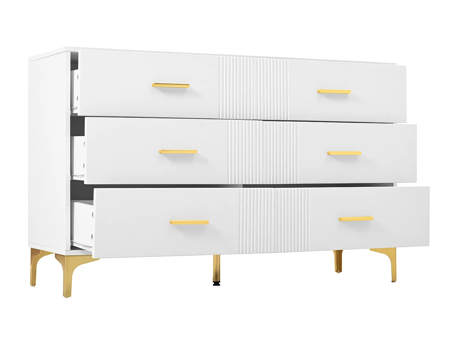 Cómoda branca, 6 gavetas, 120 x 40 x 76 cm