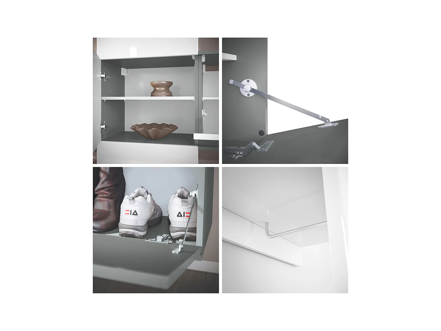 Penderie Carlton Set 4, Meuble d’entrée comprenant 1 panneau porte-manteaux, 1 module de commode, anthracite mat/mûre haute brillance (156,5 x 193 x 35 cm)