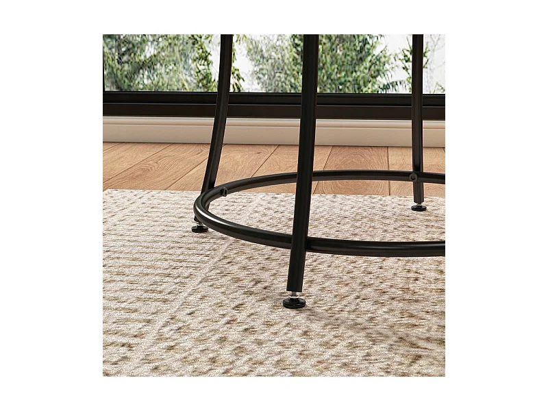 Stolik kawowy ława industrialny okrągły do salonu z półką brąz loft 55 cm