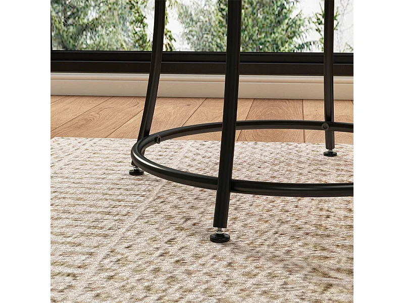 Stolik kawowy ława industrialny okrągły do salonu z półką brąz loft 55 cm