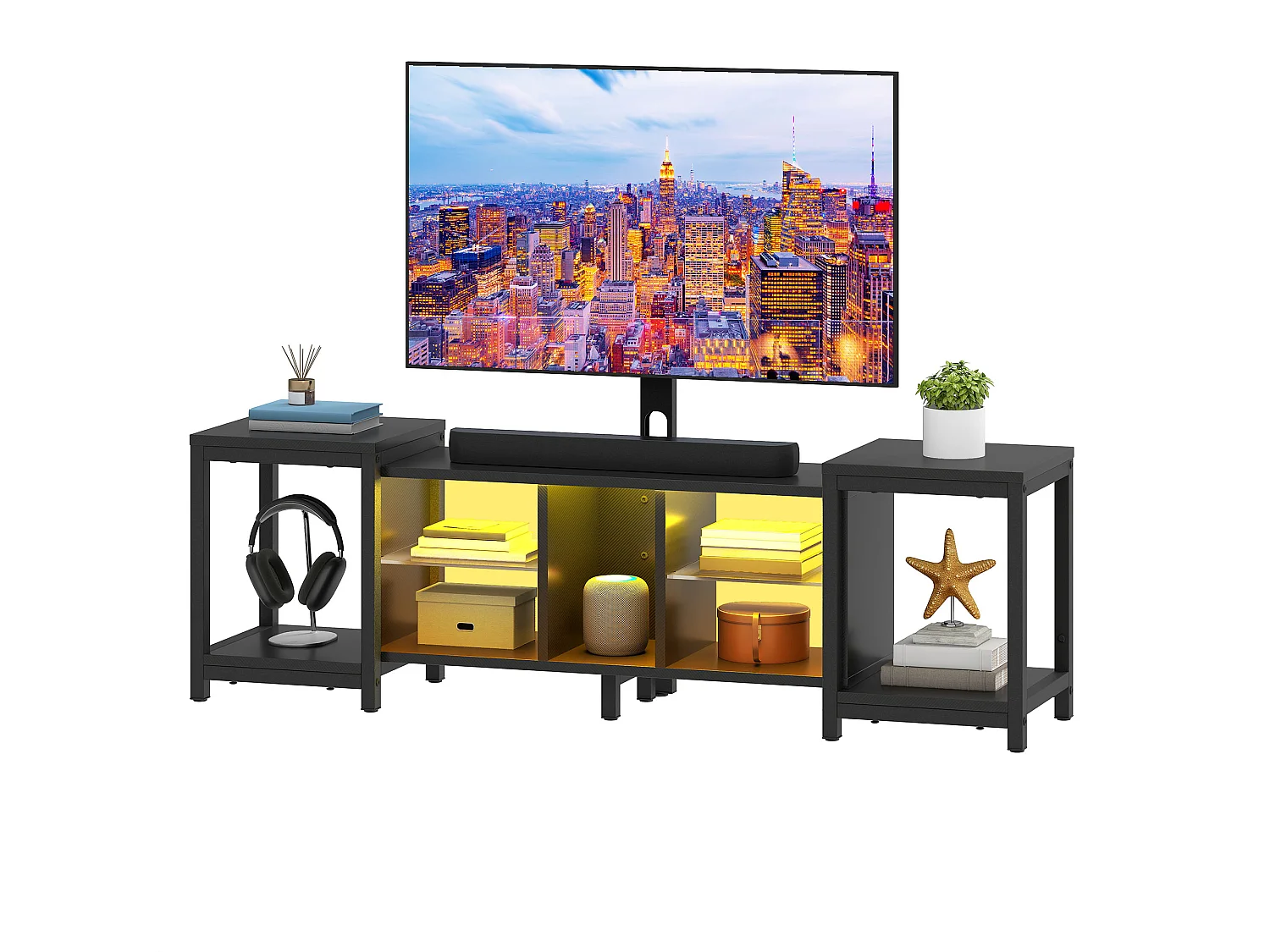 YITAHOME Meuble TV réglable de 104 à 174 cm avec support d'installation pour téléviseurs jusqu'à 70 pouces