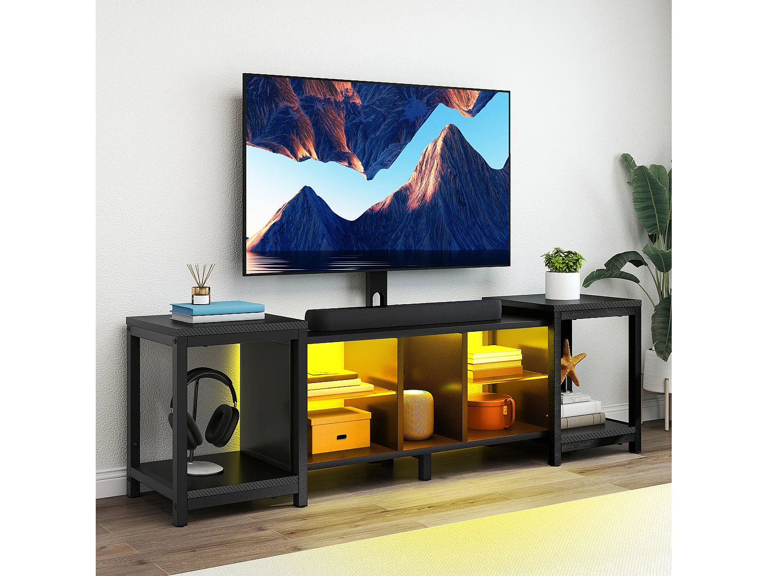 YITAHOME Meuble TV réglable de 104 à 174 cm avec support d'installation pour téléviseurs jusqu'à 70 pouces