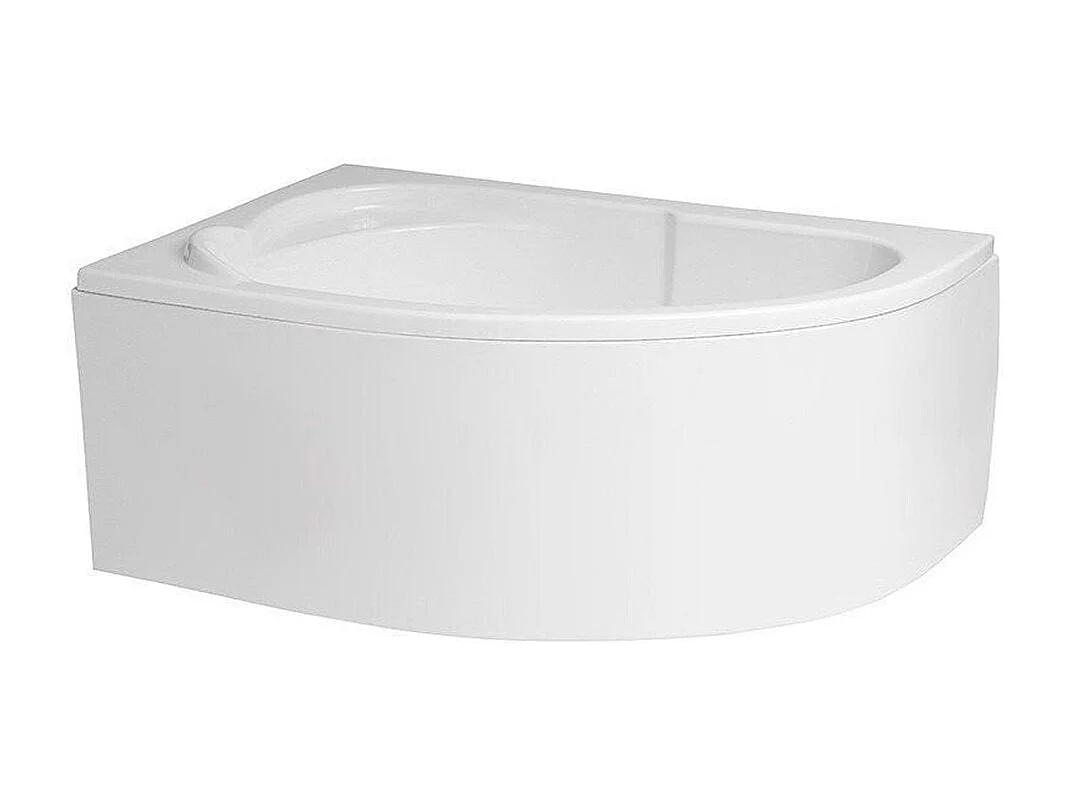 Baignoire asymétrique 130x85 Gauche STANDARD acrylique blanc + avec Tablier + Pieds + Vidage à chromé