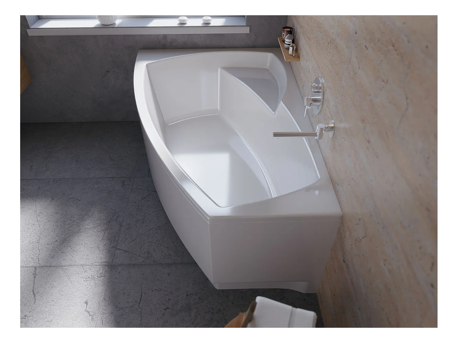 Badewanne Eckwanne FRIDA 150x100 Rechts mit AcrylSchürze | Ablauf & Füße GRATIS !