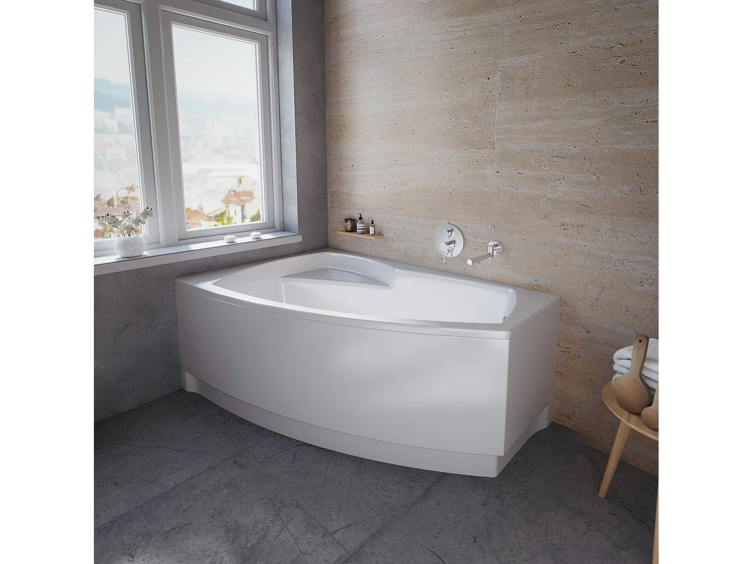 Badewanne Eckwanne FRIDA 150x100 Rechts mit AcrylSchürze | Ablauf & Füße GRATIS !