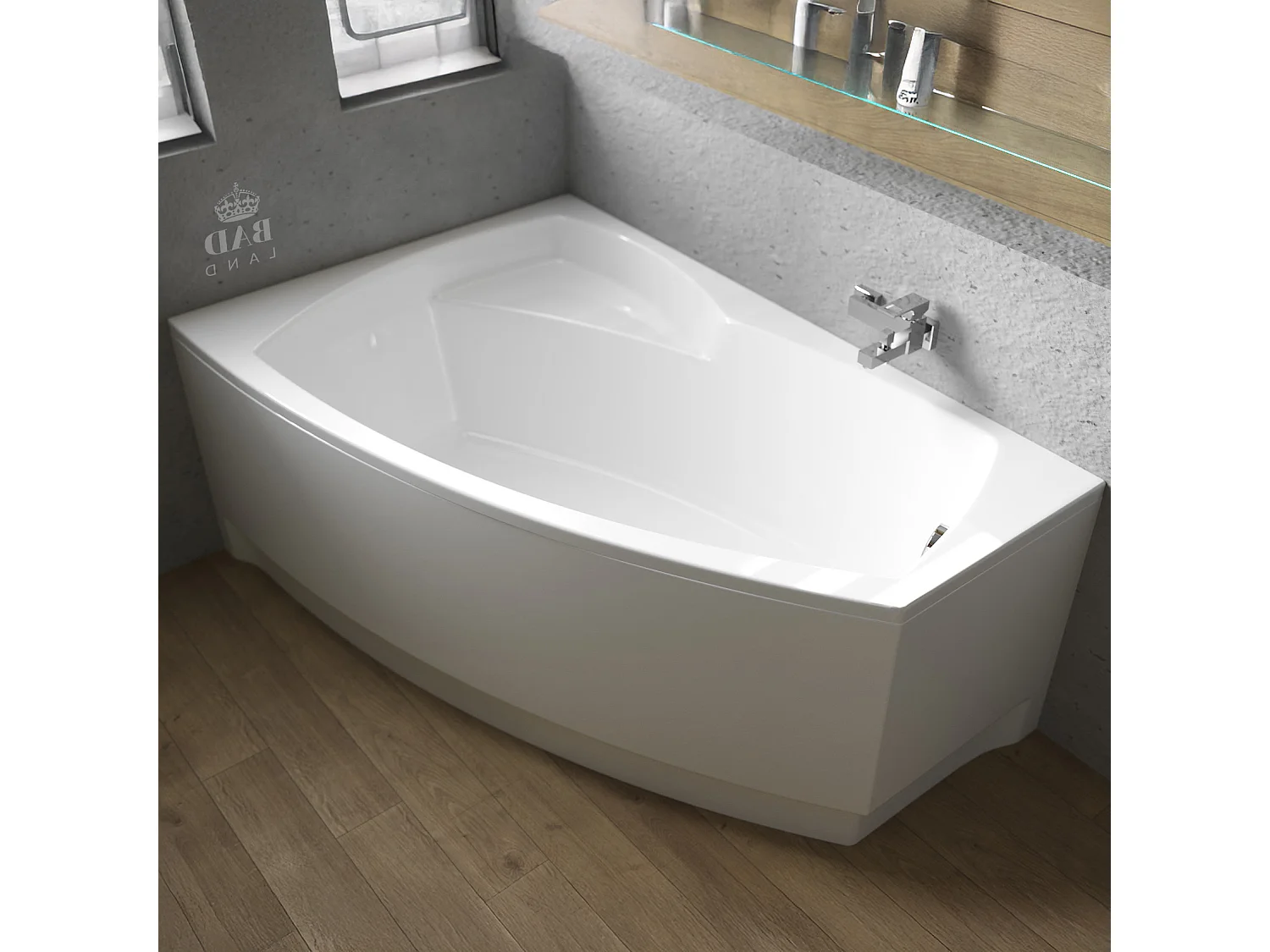 Badewanne Eckwanne FRIDA 150x100 Rechts mit AcrylSchürze | Ablauf & Füße GRATIS !