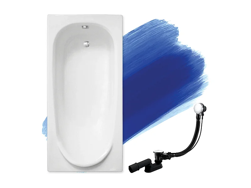 Baignoire rectangulaire 190x80 MEDIUM acrylique blanc, sans Habillage + Pieds + Vidage à chromé