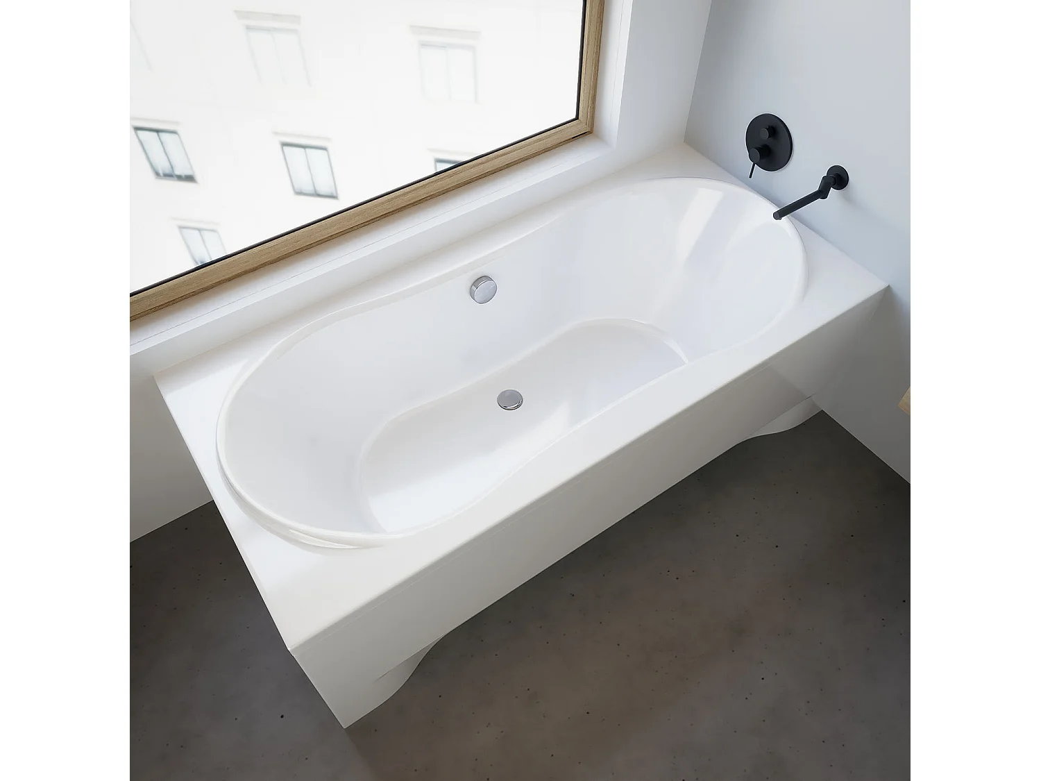 Baignoire rectangulaire 190x80 MEDIUM acrylique blanc, sans Habillage + Pieds + Vidage à chromé