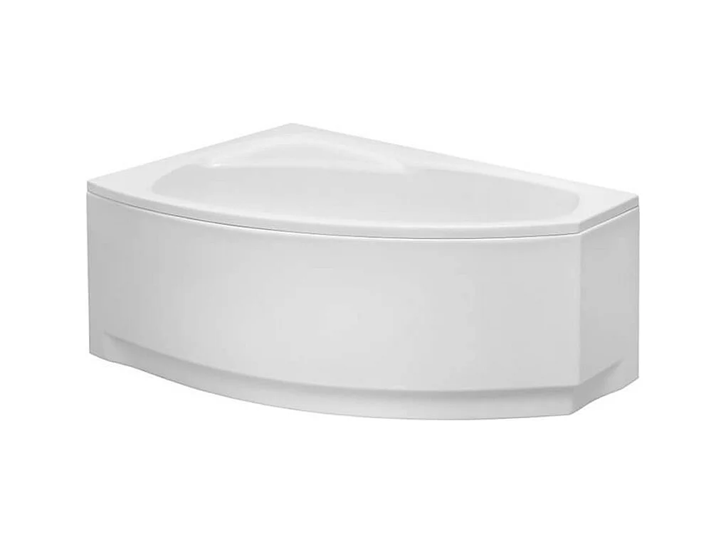 Baignoire asymétrique 150x100 Gauche FRIDA acrylique blanc + avec Tablier + Pieds + Vidage à chromé