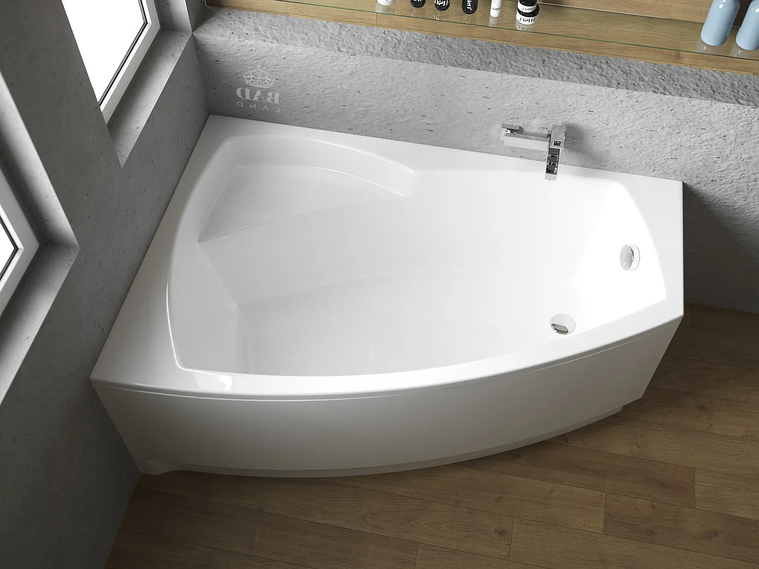 Badewanne Eckwanne FRIDA 150x100 Links mit AcrylSchürze | Ablauf & Füße GRATIS !