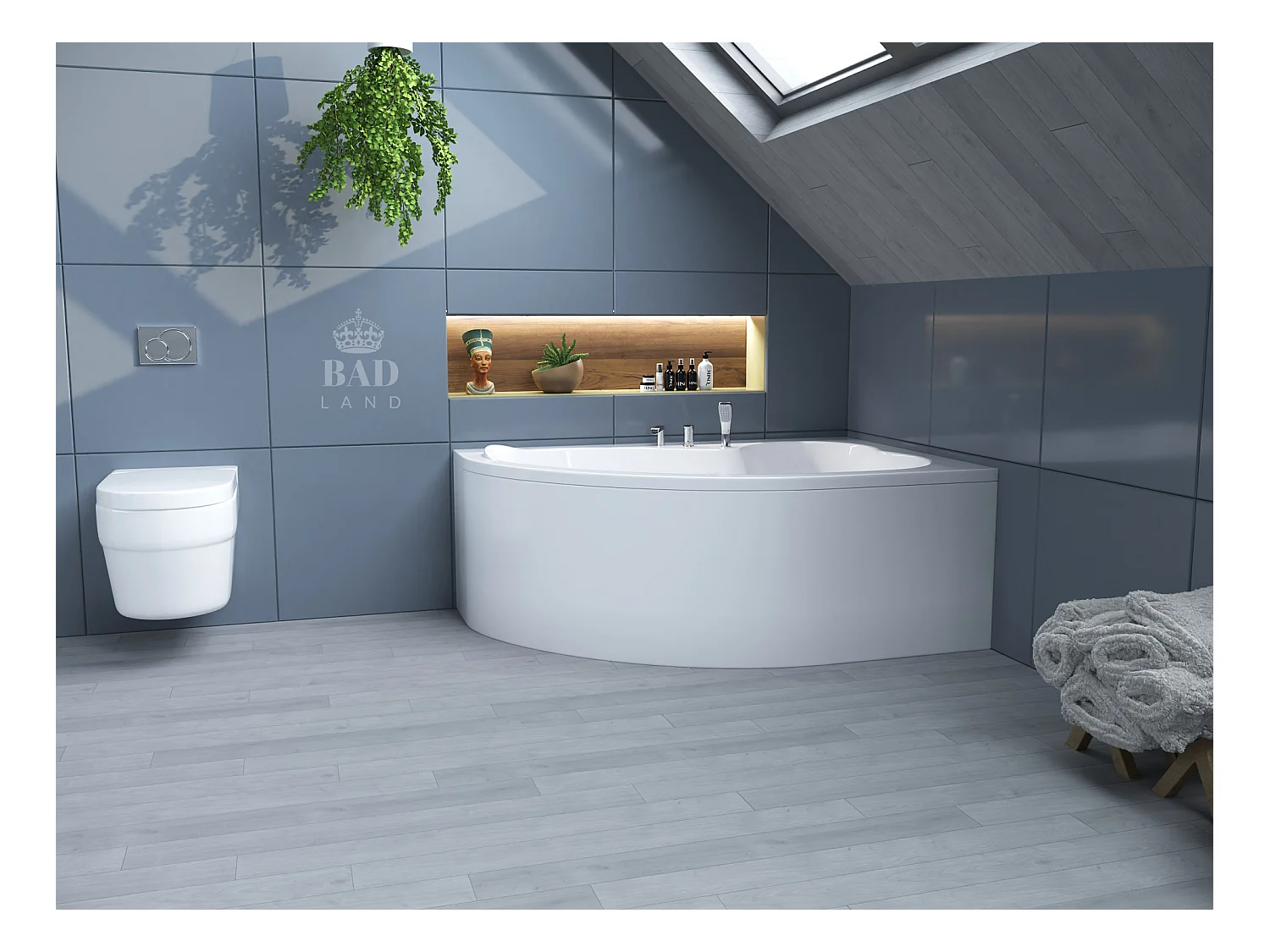 Hoekbad MEGA 160x105 rechts met acrylschort | Afvoer &amp; poten GRATIS!