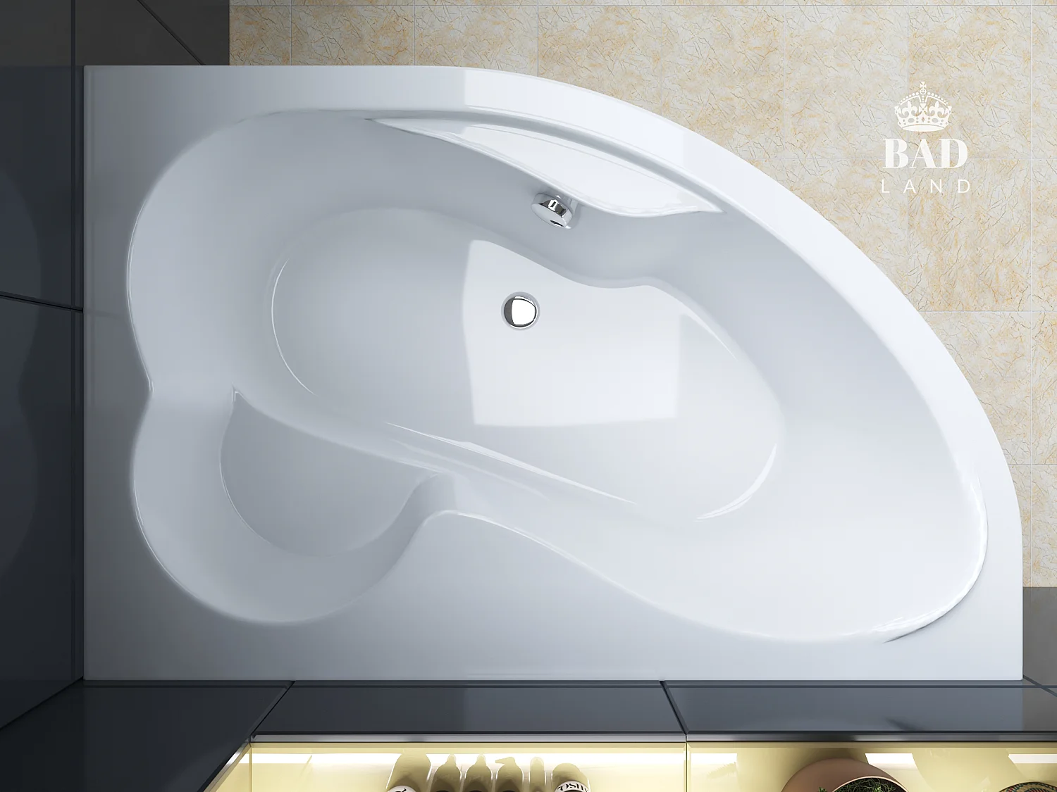 Badewanne Eckwanne MEGA 160x105 Rechts mit AcrylSchürze | Ablauf & Füße GRATIS !