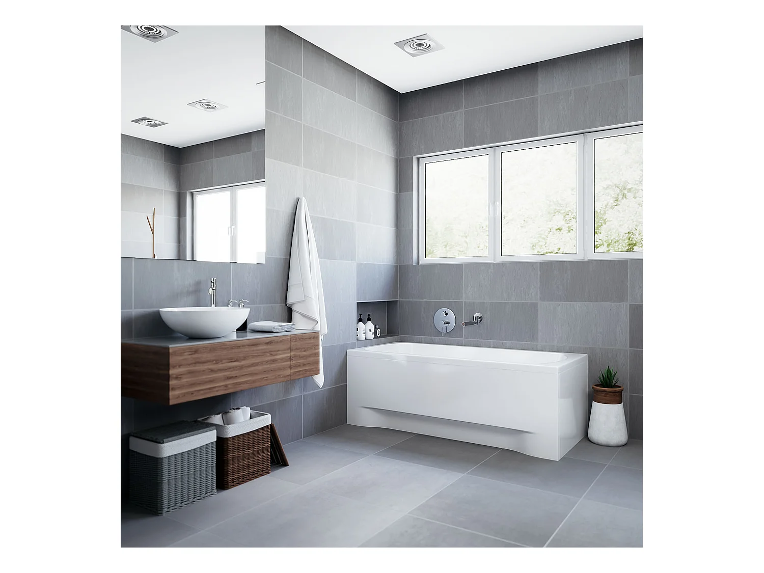 Badewanne Rechteck CLASSIC 120x70 mit AcrylSchürze | Ablauf & Füße GRATIS !