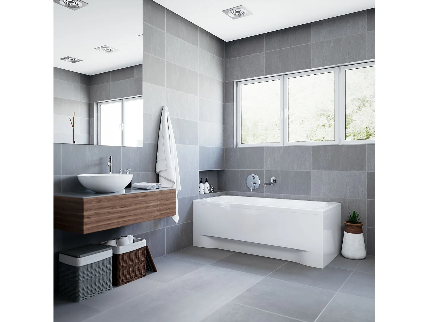 Baignoire rectangulaire 120x70 CLASSIC acrylique blanc + avec Tablier + Pieds + Vidage à chromé