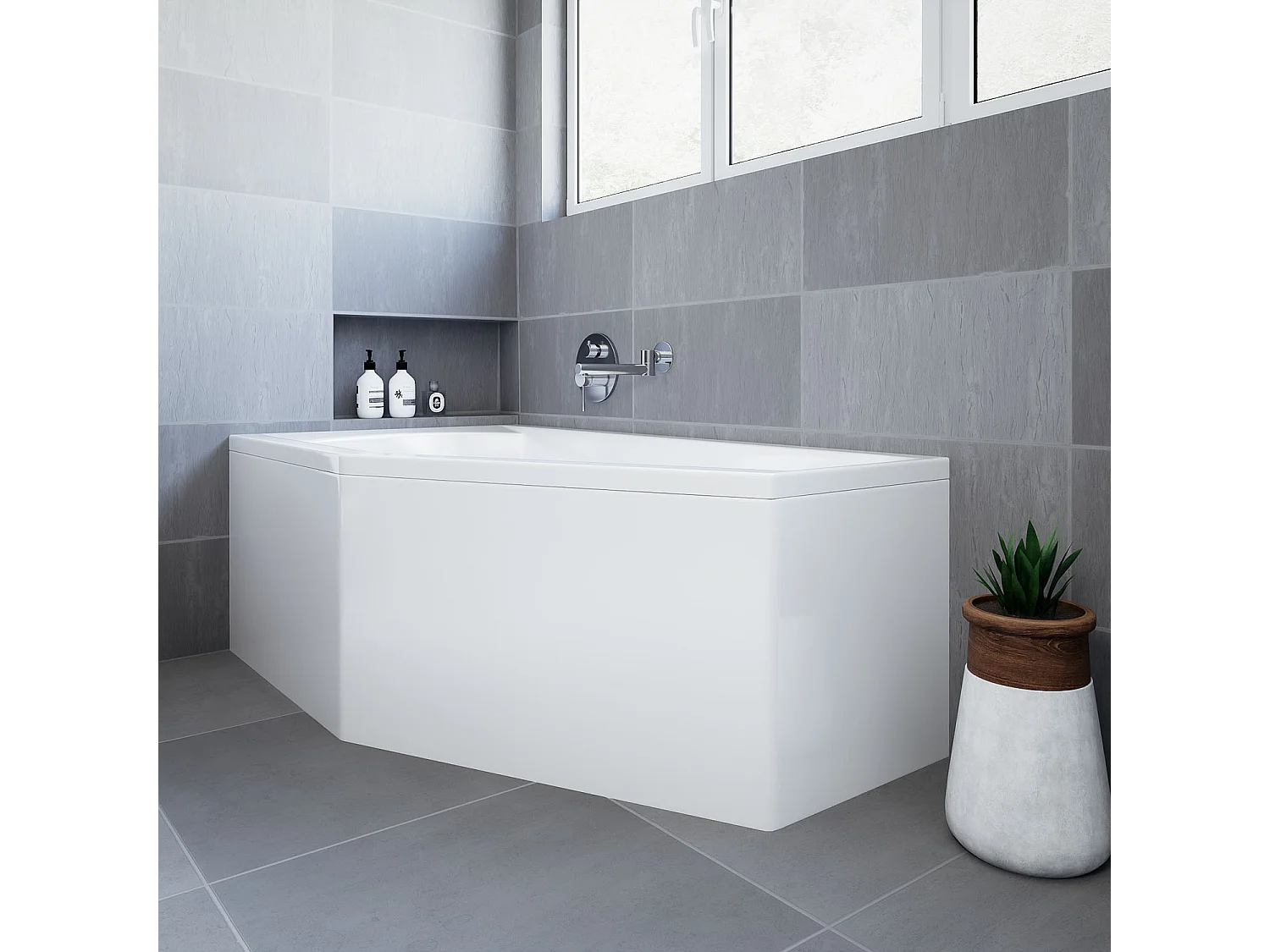 Badewanne Eckwanne SELENA 160x90 Links mit AcrylSchürze | Ablauf & Füße GRATIS !