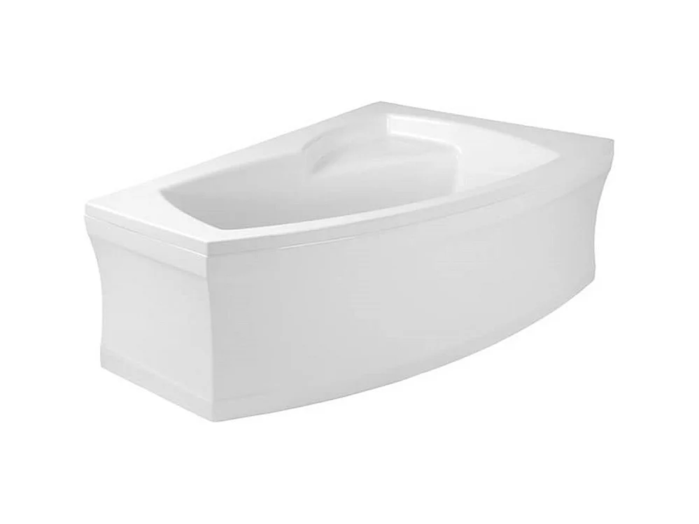Baignoire asymétrique 160x105 Droite FRIDA acrylique blanc + avec Tablier + Pieds + Vidage à chromé