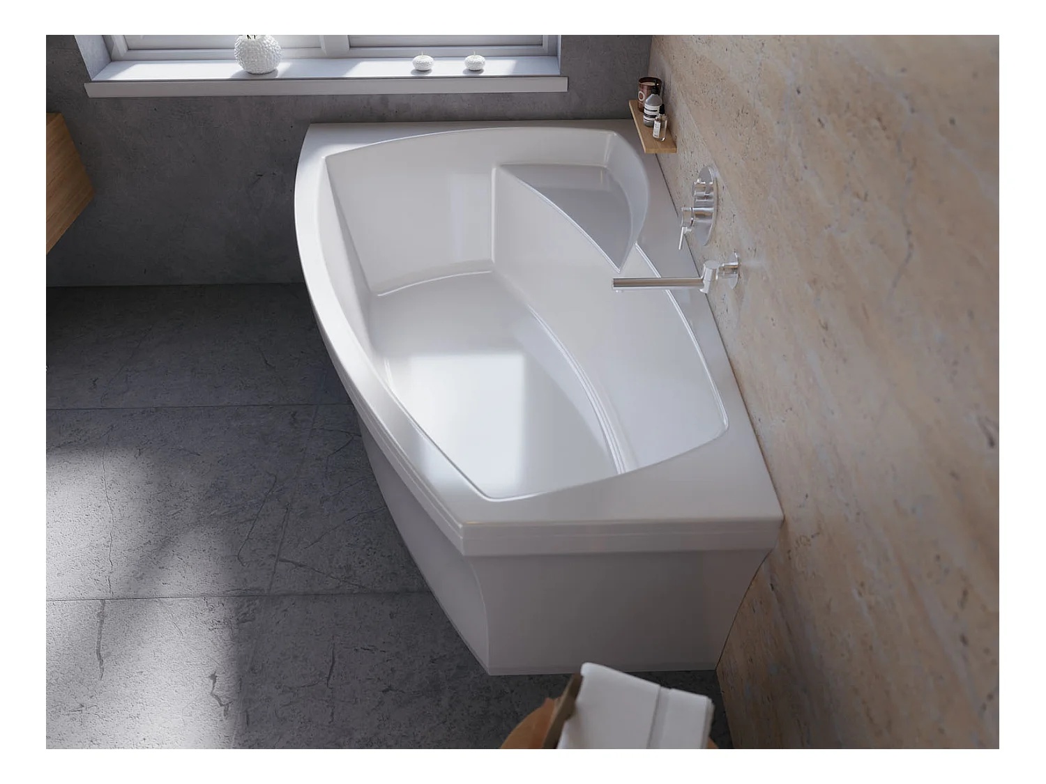 Badewanne Eckwanne FRIDA 160x105 Rechts mit AcrylSchürze | Ablauf & Füße GRATIS !