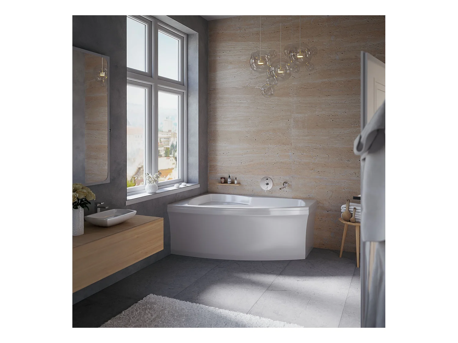 Badewanne Eckwanne FRIDA 160x105 Rechts mit AcrylSchürze | Ablauf & Füße GRATIS !