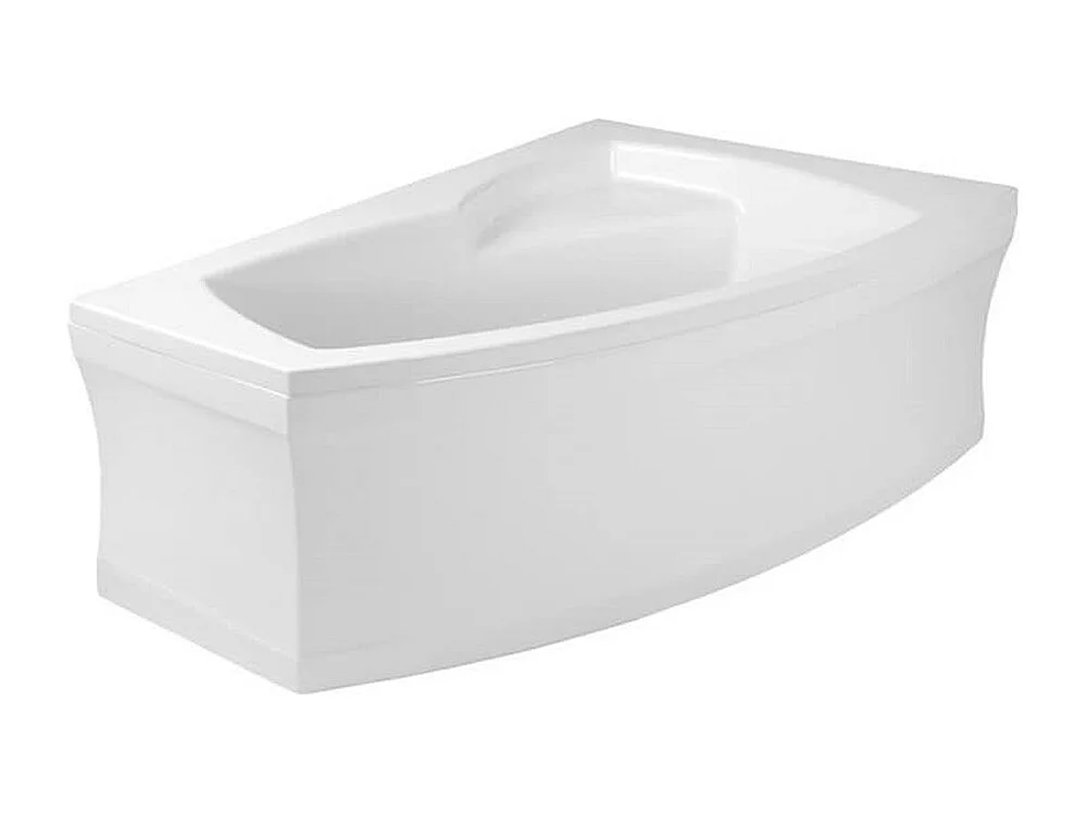 Baignoire asymétrique 160x105 Droite FRIDA acrylique blanc + avec Tablier + Pieds + Vidage à chromé