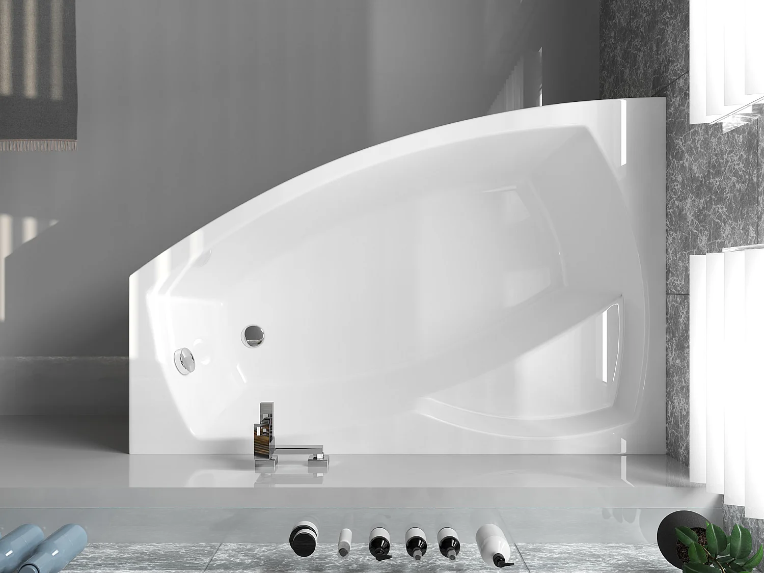 Badewanne Eckwanne FRIDA 150x100 Links mit Styroporverkleidung | Ablauf & Füße GRATIS !