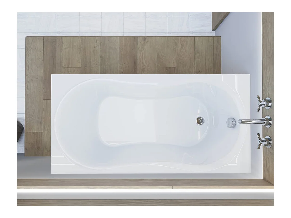 Baignoire rectangulaire 170x75 GRACJA acrylique blanc + Support stabilisateur en polystyrène + Pieds + Vidage à chromé