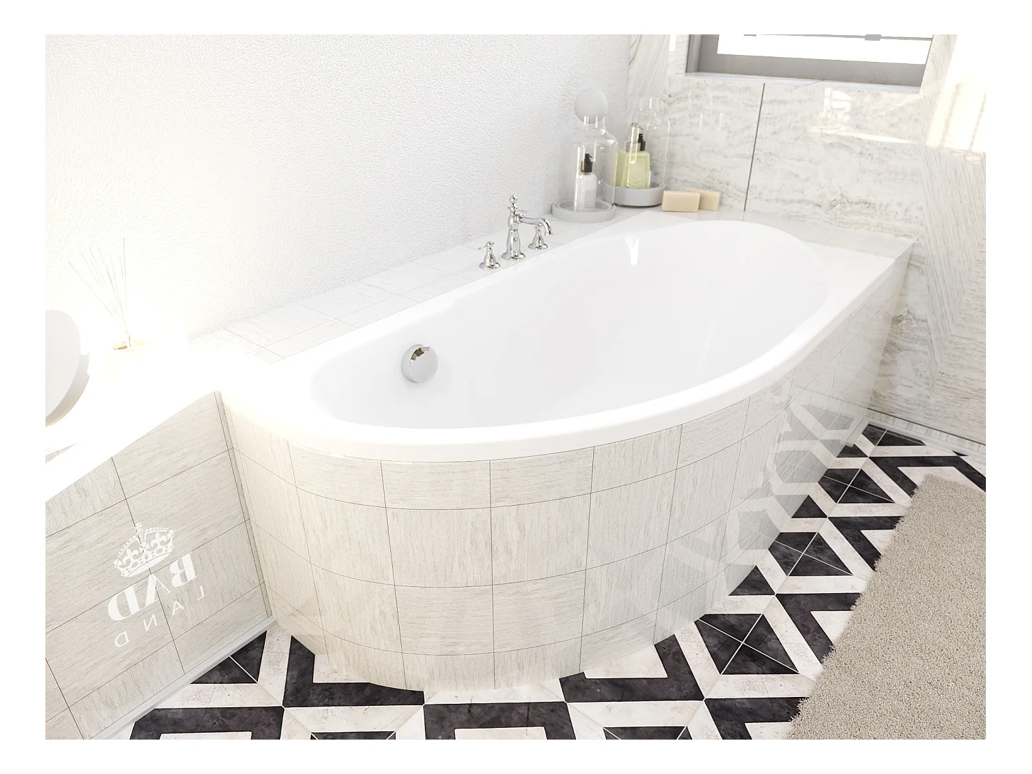 Badewanne Eckwanne MIKI 140x70 Rechts | Ablauf & Füße GRATIS !