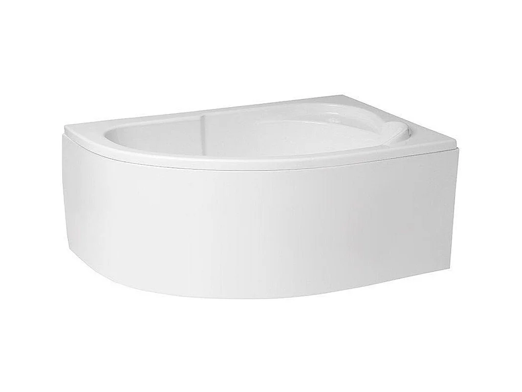 Baignoire asymétrique 130x85 Droite STANDARD acrylique blanc + avec Tablier + Pieds + Vidage à chromé