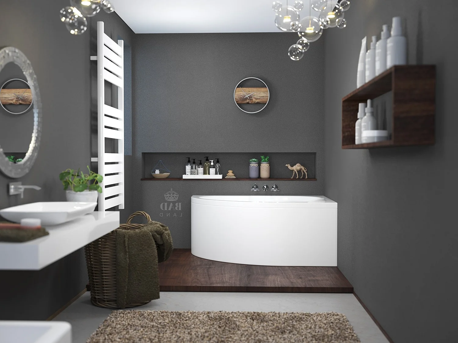 Baignoire asymétrique 130x85 Droite STANDARD acrylique blanc + avec Tablier + Pieds + Vidage à chromé